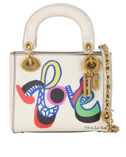 Niki De Saint Phaelle Love Mini Lady Dior, Leather, Cream, 04MA1127, S, 3*